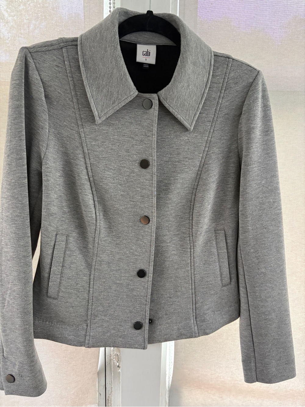 Cabi Gray Knit Button-Up Jacket